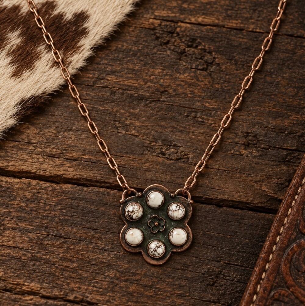 Wild Horse Stone Copper Cluster Necklace – Adjustable 22"